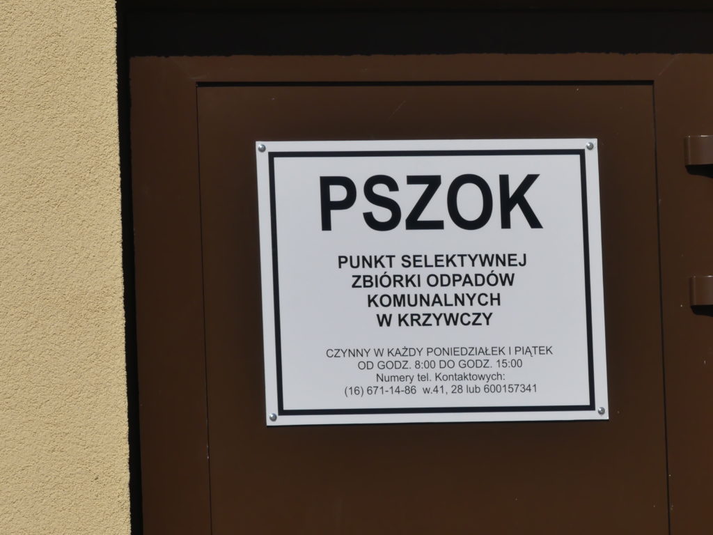 29 września 2023 roku do użytku został oddany Punkt Selektywnej Zbiórki Odpadów (PSZOK) w Krzywczy 